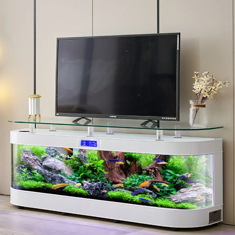 Aquarium Fish Delivery - Тумба под ТВ со стеклянным аквариумом: